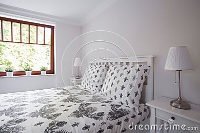 Cozy and neat bed Stock Photo