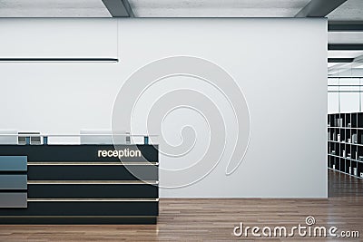 Cozy office corridor with reception table Stock Photo