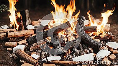 Cozy Paper Art Campfire Roasting on National S mores Day.AI Generated Stock Photo