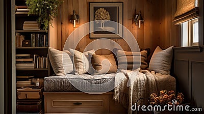 Cozy Reading Nook, generative AI, AI generated Stock Photo