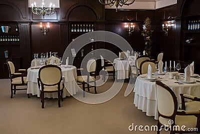 A cozy restaurant, interior in brawn Stock Photo