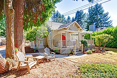 Cozy small house with outdoor rest area Stock Photo