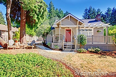 Cozy small house with outdoor rest area Stock Photo