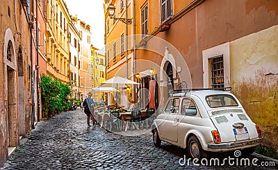 Cozy street in Trastevere, Rome, Europe. Editorial Stock Photo