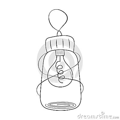 Cozy vintage lamp. Light bulb in a bottle, pendant lamp. Vector Illustration