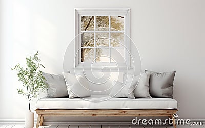 Cozy Window Nook with Corner Sofa -Generative Ai Stock Photo