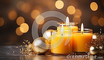 Cozy winter evenings celebrating candle day with warm and joyful lighting for a cozy home Stock Photo