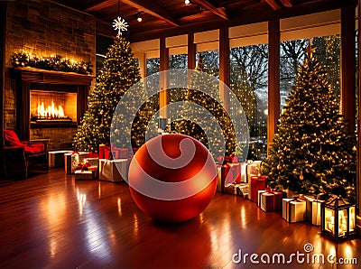 cozy ball Christmas POV rain ambiance Stock Photo