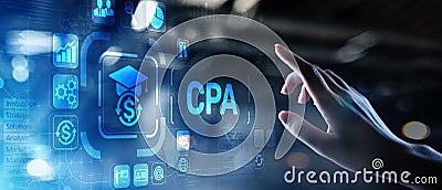 CPA Certified Public Accountant Audit Business concept on virtual screen. Stock Photo