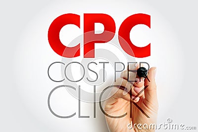 CPC Cost Per Click - online advertising revenue model that websites use to bill advertisers, acronym text concept for Stock Photo