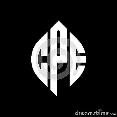 CPE circle letter logo design with circle and ellipse shape. CPE ellipse letters with typographic style. The three initials form a Vector Illustration