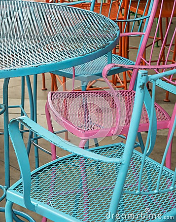 Cplorful cafe chairs Stock Photo