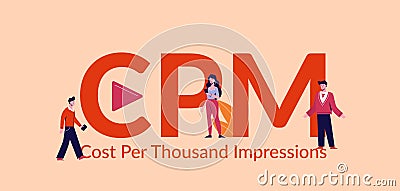 CPM cost per thousand impressions. Marketing advertising finance management creative online viewing. Vector Illustration