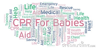 CPR For Babies word cloud, made with text only. Stock Photo