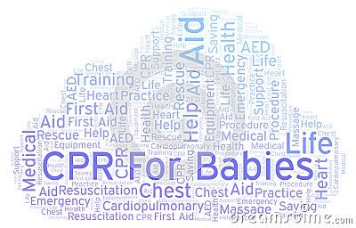 CPR For Babies word cloud, made with text only Cartoon Illustration