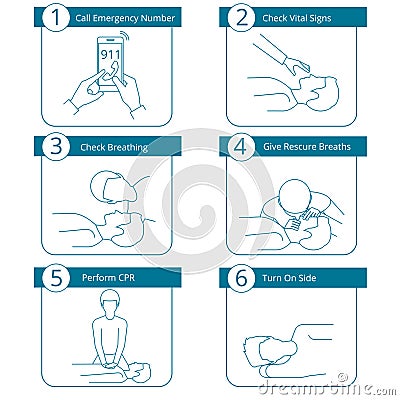CPR or cardiopulmonary resuscitation Vector Illustration