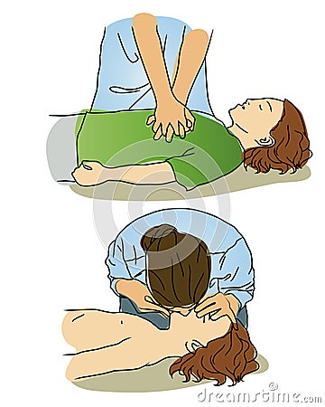 CPR for children. Vector Illustration