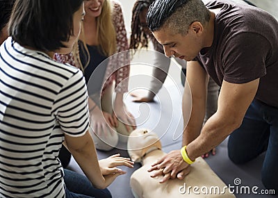 CPR First Aid Training Concept Stock Photo