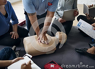 CPR First Aid Training Concept Stock Photo