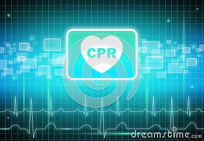 CPR sign on virtual screen Stock Photo