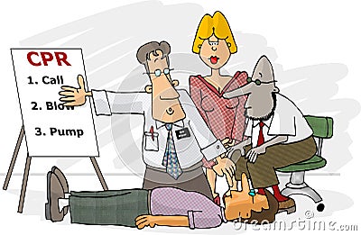 CPR technique Cartoon Illustration