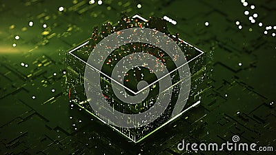 CPU is analyzing data flow 3D rendering illustration Cartoon Illustration