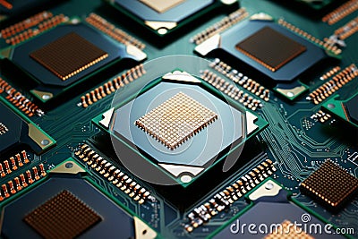 CPU assembly Array of central processor units on isolated backdrop Stock Photo