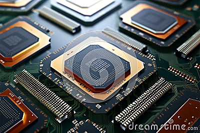 CPU assembly Array of central processor units on isolated backdrop Stock Photo