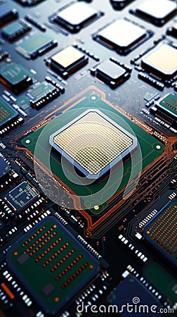 CPU assembly Array of central processor units on isolated backdrop Stock Photo