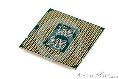 CPU Central Processing Unit or Microchip Computer isolated on white background Stock Photo