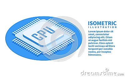 CPU chip, Computer processor icon. Isometric template for web design in flat 3D style. Vector illustration Vector Illustration