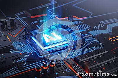 CPU and Computer chip concept 3d illustration Stock Photo