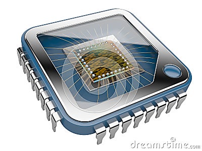 CPU Computer chip. Cartoon Illustration