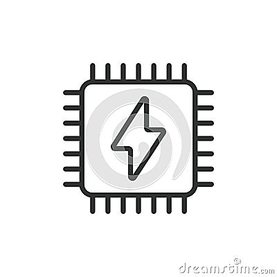 CPU energy, icon in line design. CPU, energy, processor, power, chip, performance, efficiency on white background vector Vector Illustration