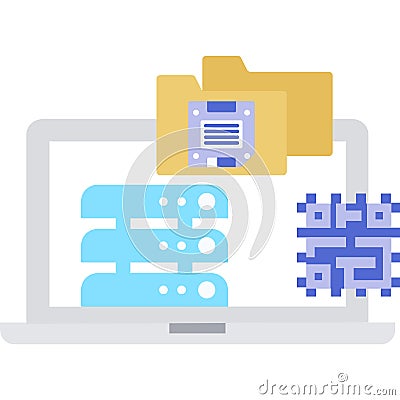 Cpu icon pc processor microchip flat vector Vector Illustration