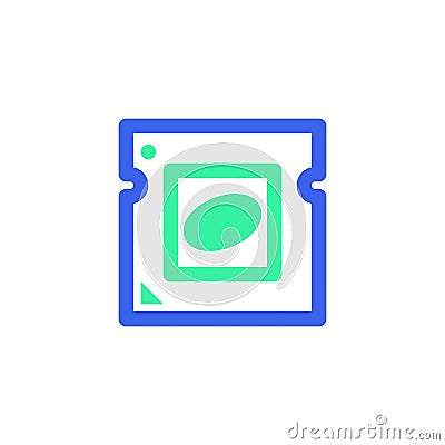 CPU microchip line icon Vector Illustration