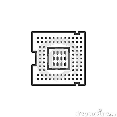 CPU microchip line icon Vector Illustration