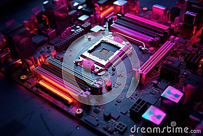 Cpu modern motherboard. Generate Ai Stock Photo