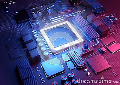 CPU and Motherboard Background Cartoon Illustration