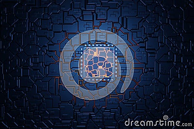 CPU overheating by big data. A computer processor with millions of connections and signals. Technology cpu background Stock Photo