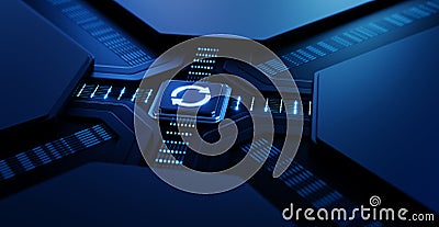 CPU Processor chip with Software Update Icon -Technology Upgrade Concept Stock Photo