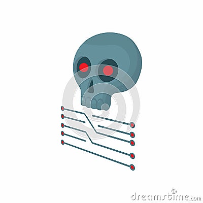 CPU with a skull icon, cartoon style Vector Illustration