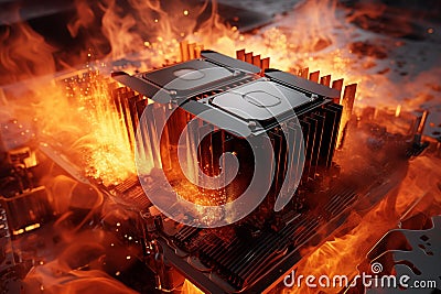 CPU under stress test, emphasizing thermal performance. Generative AI Stock Photo