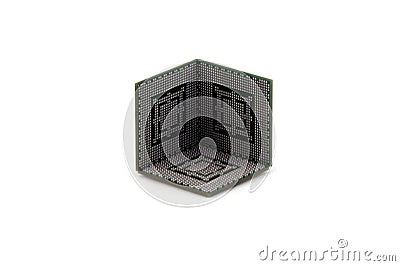 CPUs making a half cube on a white b Stock Photo