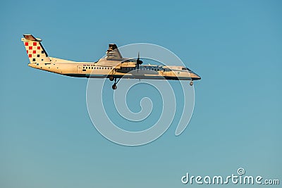 9A-CQC Croatia Airlines De Havilland Canada Dash 8-400 airplane in Zurich in Switzerland Editorial Stock Photo