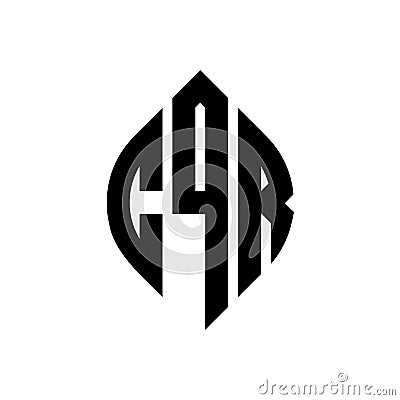 CQR circle letter logo design with circle and ellipse shape. CQR ellipse letters with typographic style. The three initials form a Vector Illustration