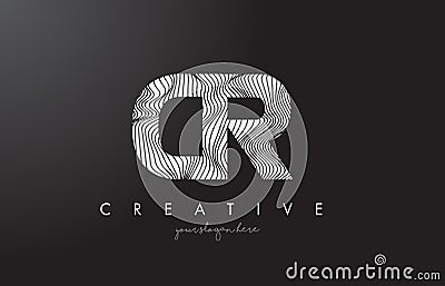 CR C R Letter Logo with Zebra Lines Texture Design Vector. Vector Illustration