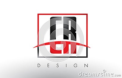 CR C R Logo Letters with Red and Black Colors and Swoosh. Vector Illustration