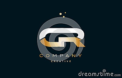 cr c r white yellow gold golden luxury alphabet letter logo ico Vector Illustration