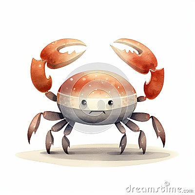 Crab Art By Jon Klassen: A Full-body Perspective On A White Background Stock Photo